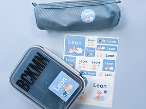 Étiquettes nominatives personnalisées avec design renard pour les affaires de l'enfant