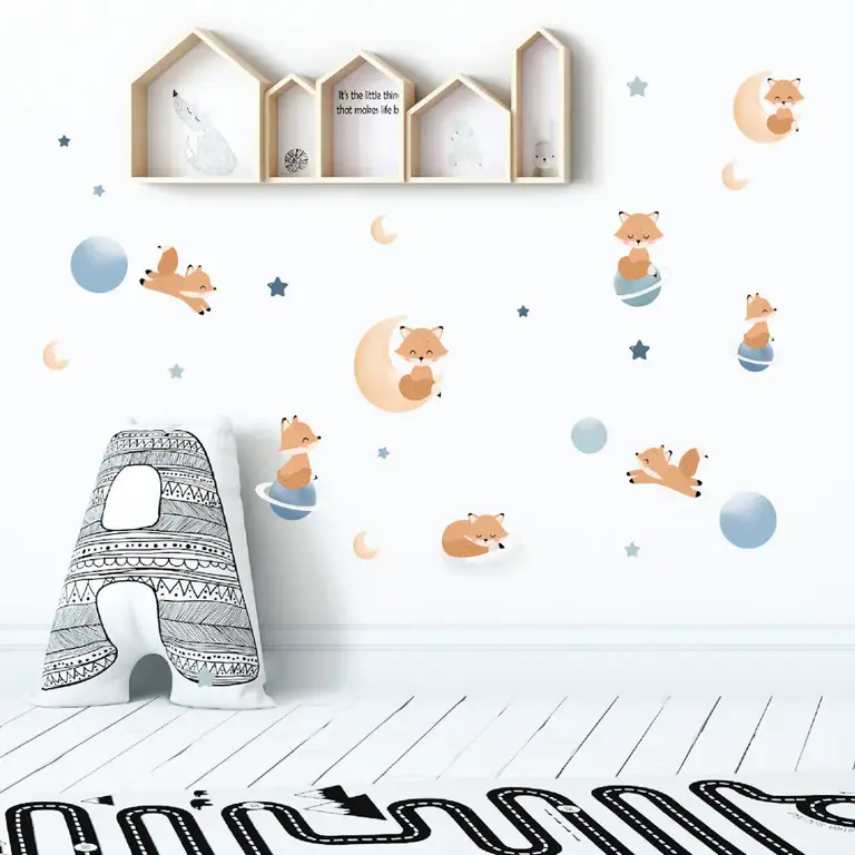 Renard sur la lune Stickers muraux dans la chambre d'enfant