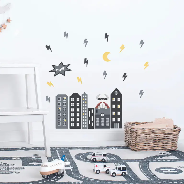 Stickers muraux super-héros dans la chambre d'enfant