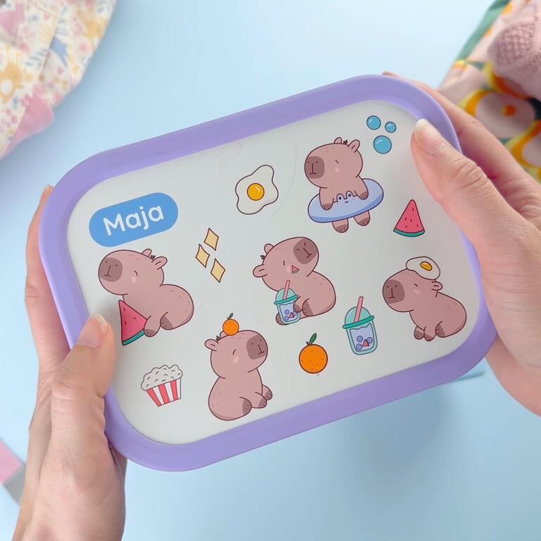 Boîte à goûter design capybara violette