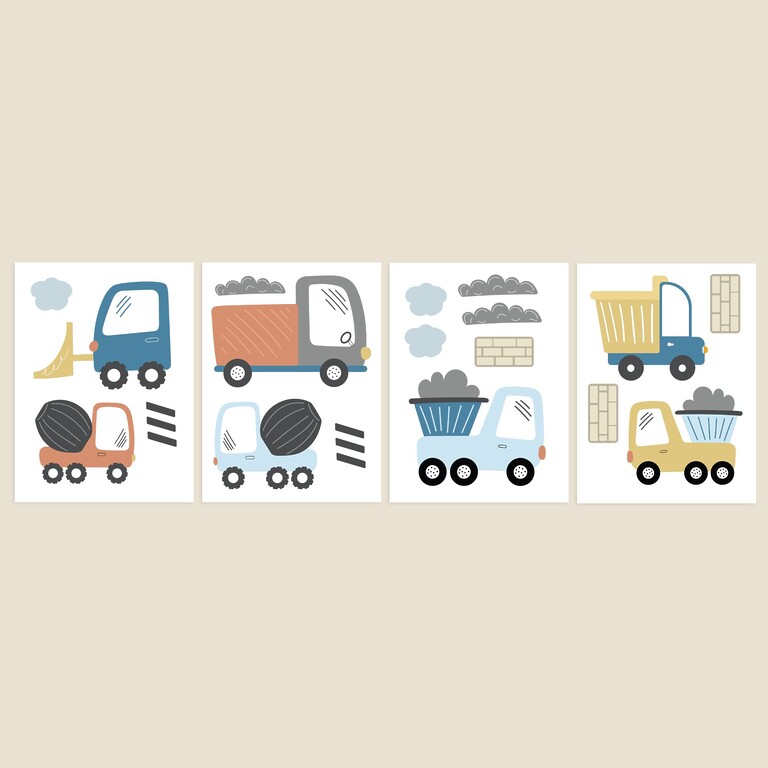 Engins de chantier Stickers muraux dans la chambre d'enfant