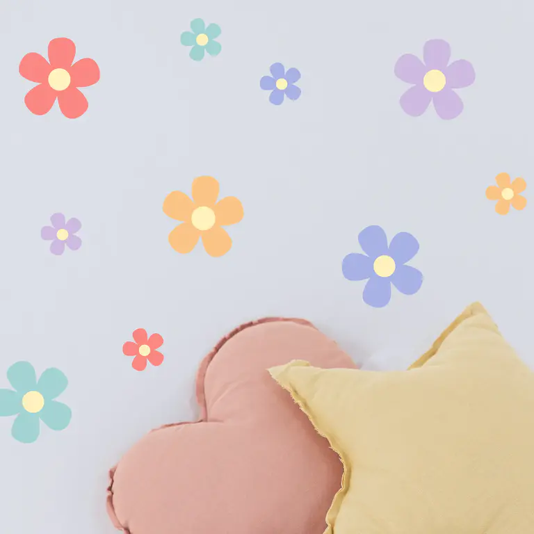Stickers muraux Daisy colorés dans la chambre d'enfant