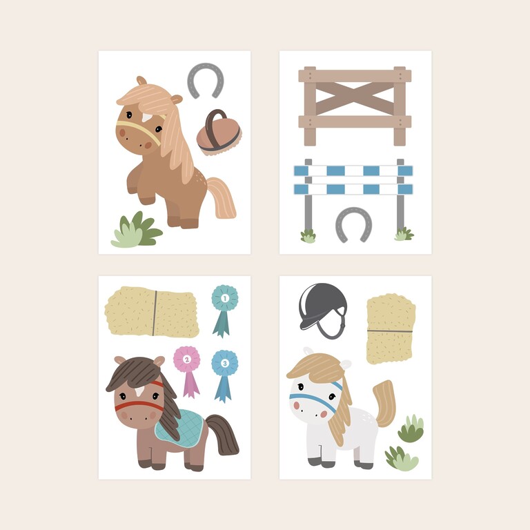 Collection complète des stickers muraux chevaux — tous les motifs
