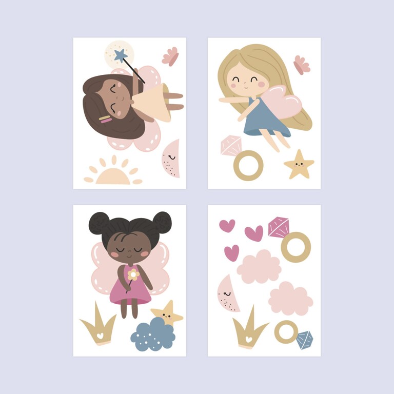 Collection complète des stickers muraux fées magiques — tous les motifs