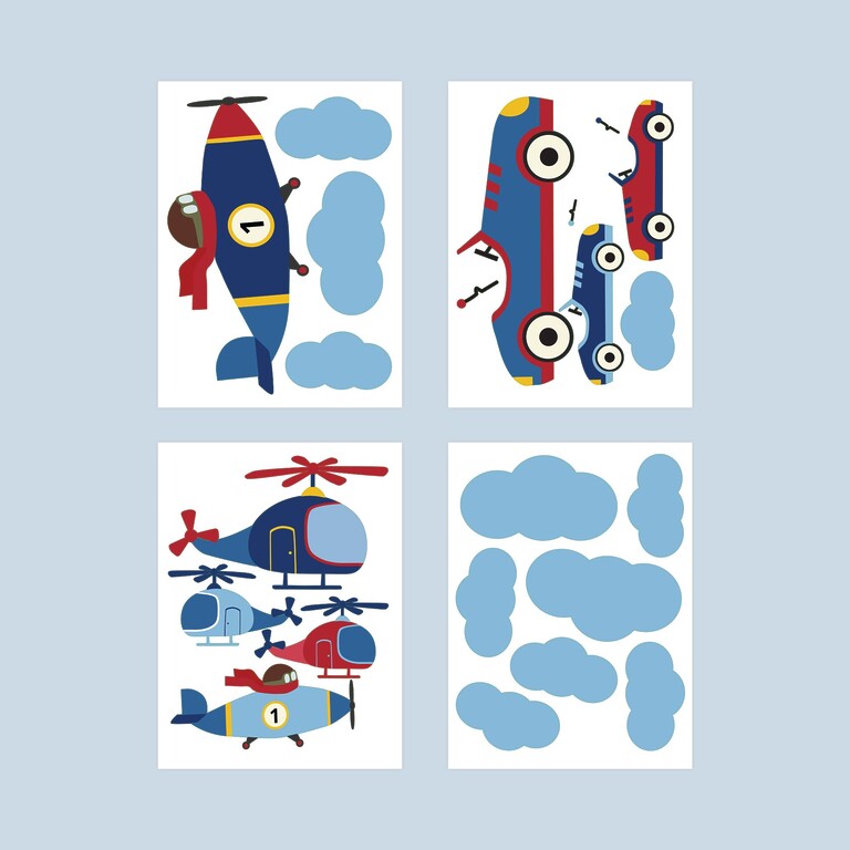 Collection complète des stickers muraux véhicules rétro — tous les motifs