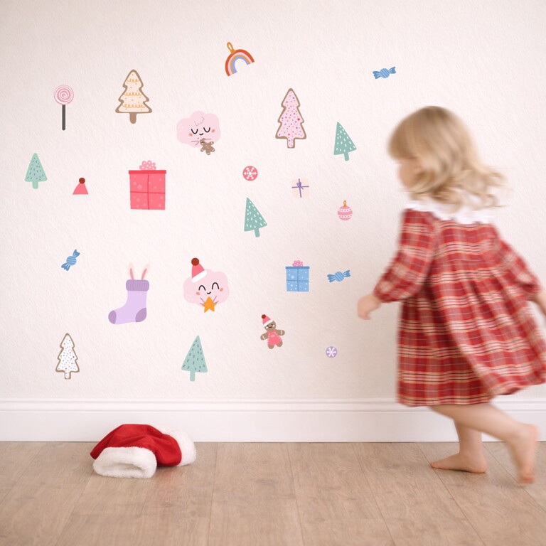 Stickers muraux Holly Jolly au mur avec un enfant