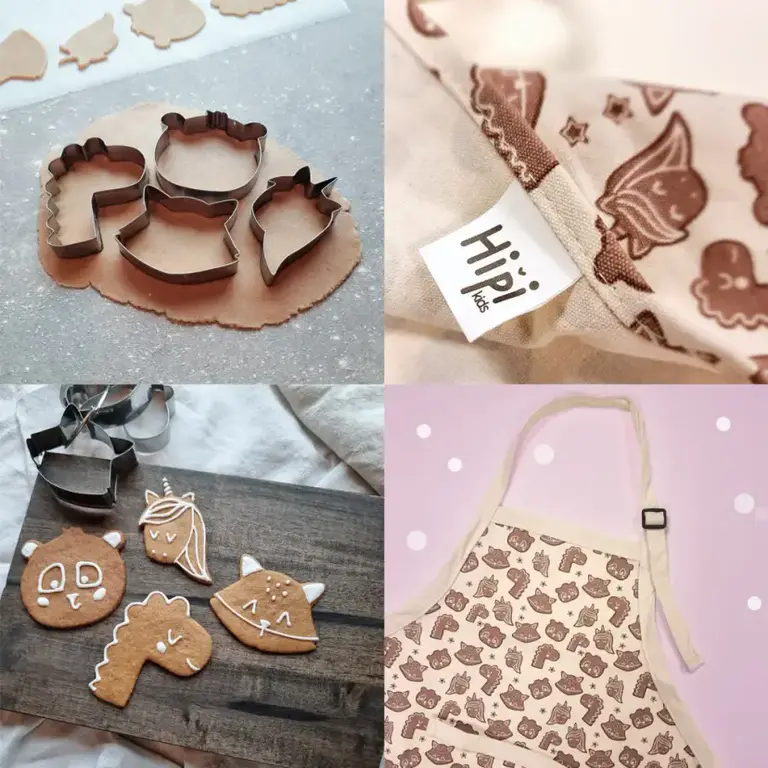 Enfants en train de cuisiner avec l'ensemble de pâtisserie de Noël