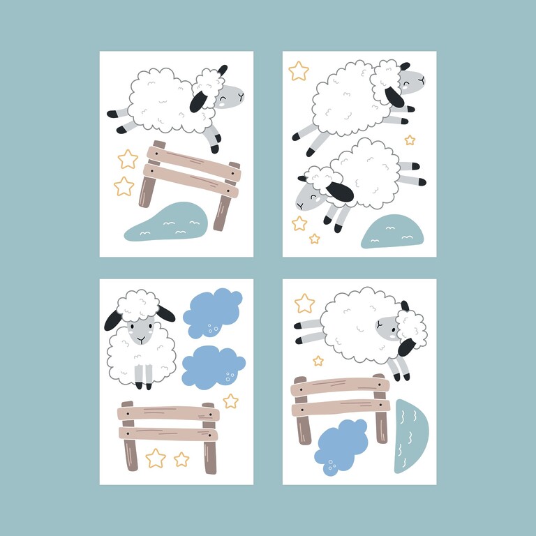 Collection des stickers muraux moutons phosphorescents
