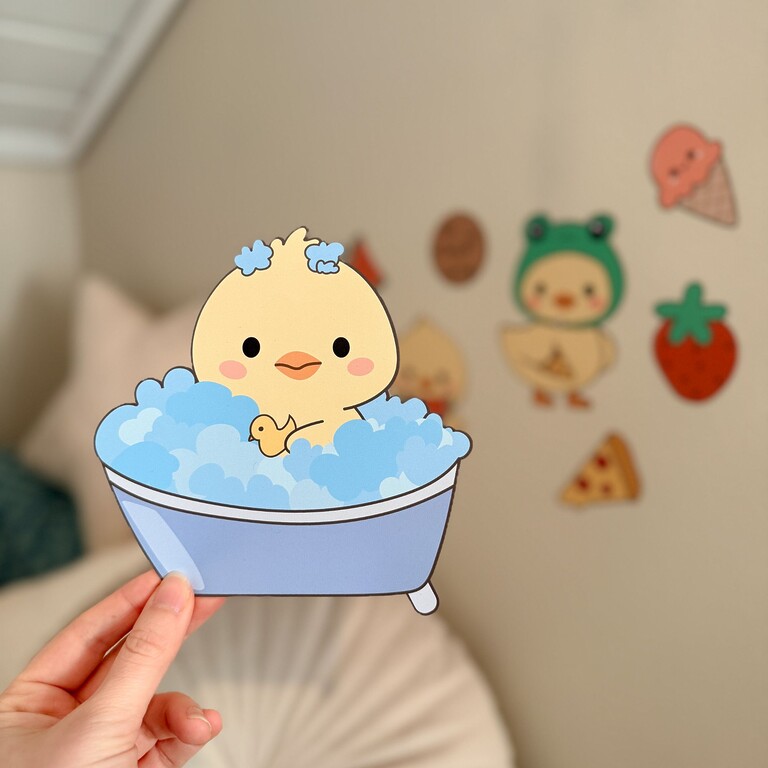 Stickers muraux canetons dans la baignoire