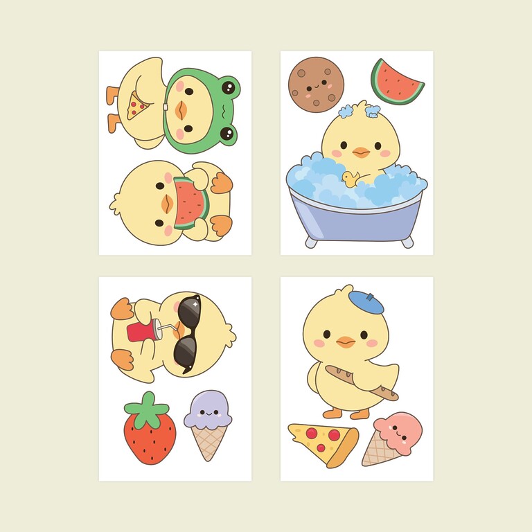 Collection complète des stickers muraux canetons