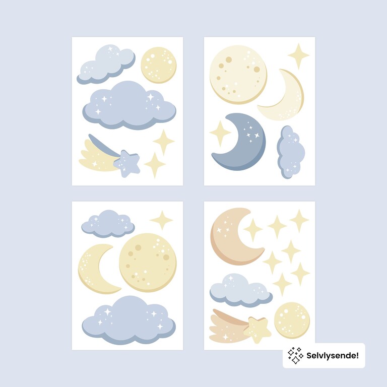 Collection des stickers muraux ciel étoilé phosphorescents