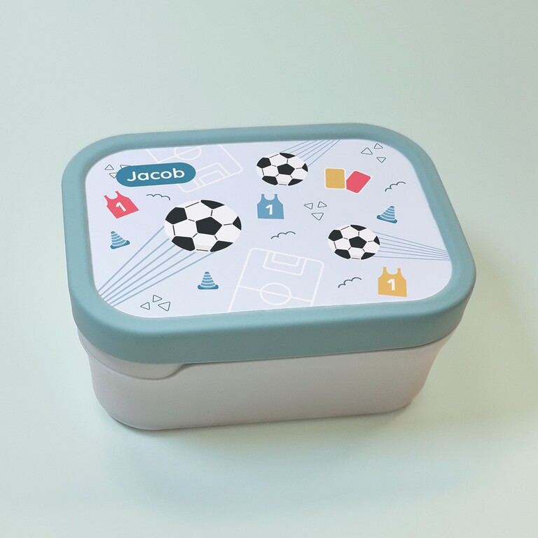 Boîte à goûter verte avec design football