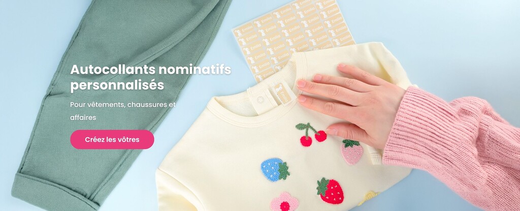 Autocollants nominatifs personnalisés pour vêtements, chaussures et affaires d’enfants