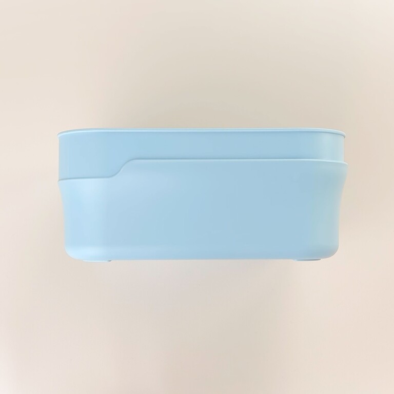 Fond bleu pour boîte à goûter Hipi, vue de côté
