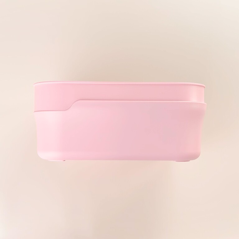 Fond rose pour boîte à goûter Hipi, vue de côté